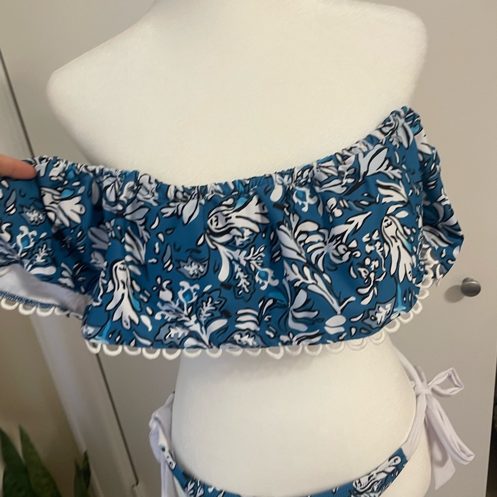 Floral Blue Off-Shoulder Bikini